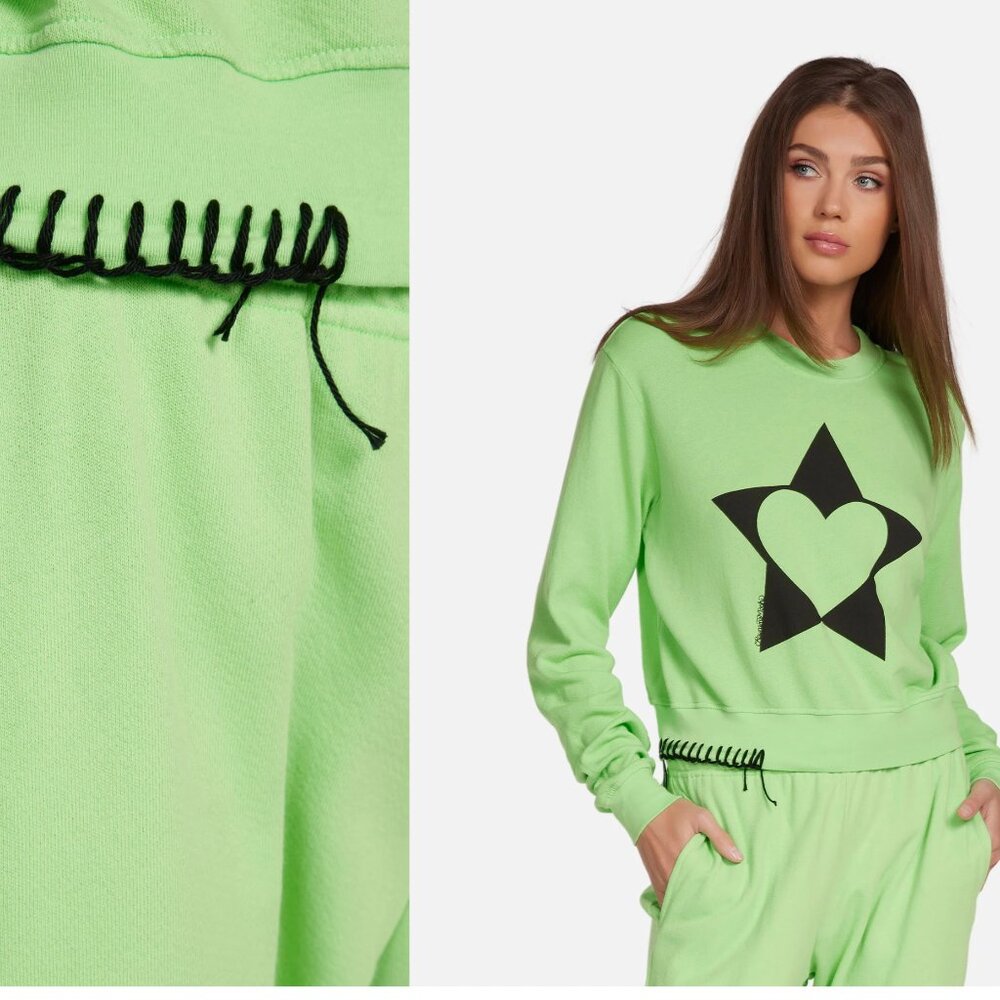 Lauren Moshi Spaulding Love Star Pullover Bright Green